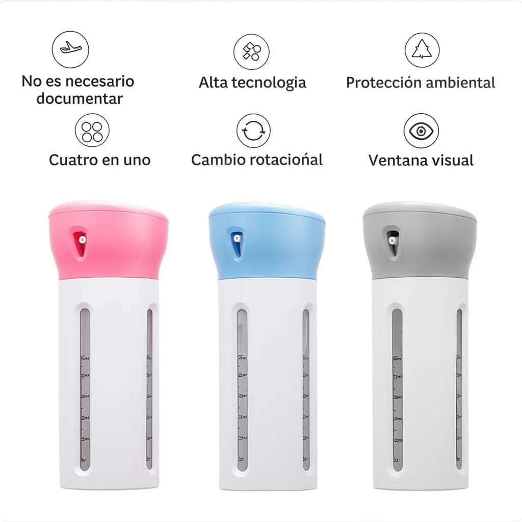 Botella Dispensadora de Viaje 4 en 1