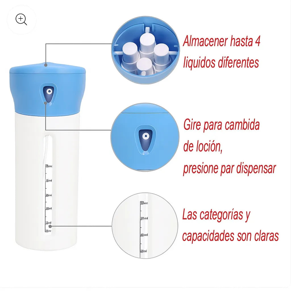 Botella Dispensadora de Viaje 4 en 1